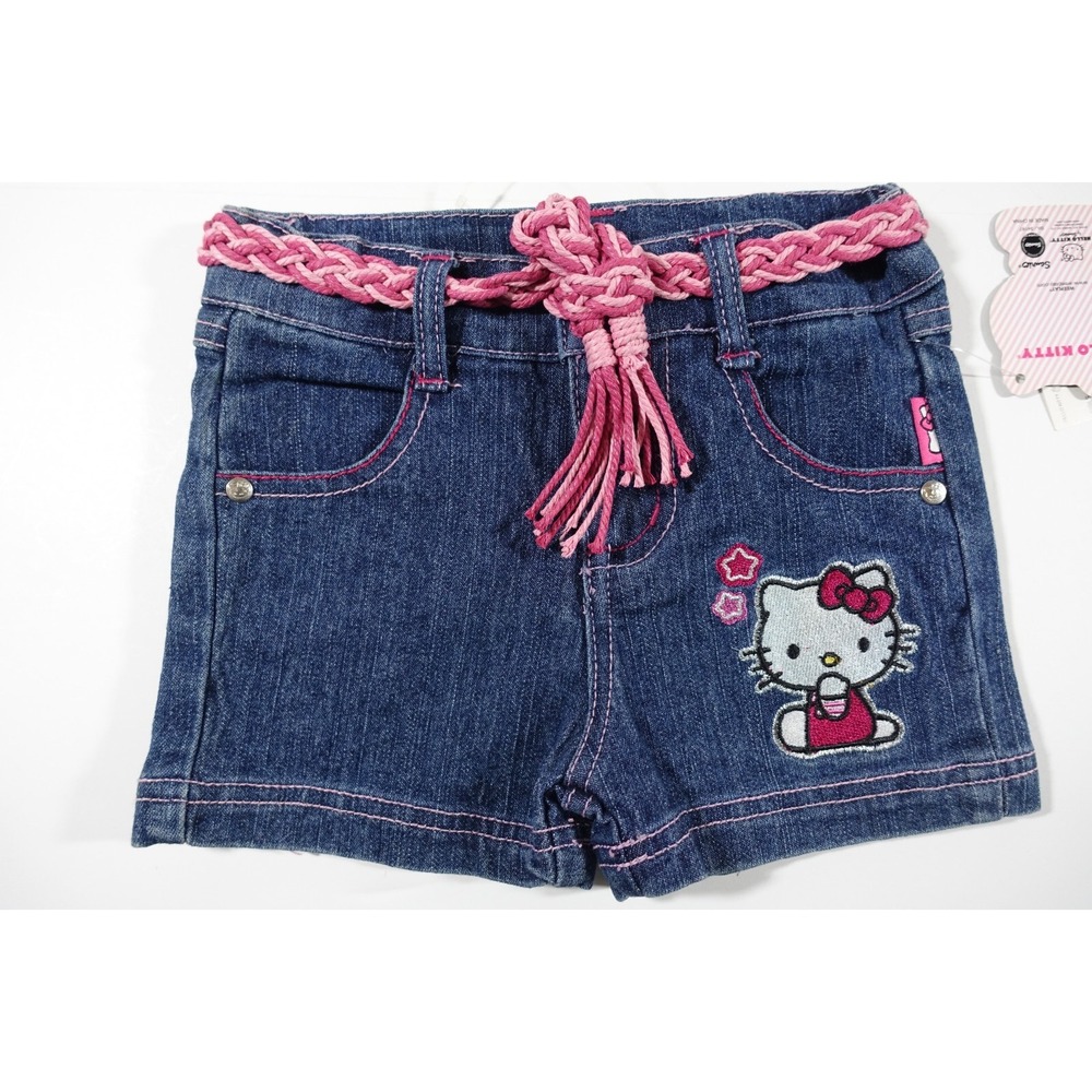 Hello Kitty Jeans Shorts Girls 5 Cotton Polyester Spandex Ajustable Waistband - Picture 5 of 5